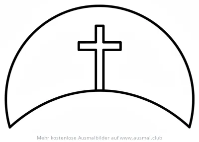 Kreuz Ausmalbild mit Bogen