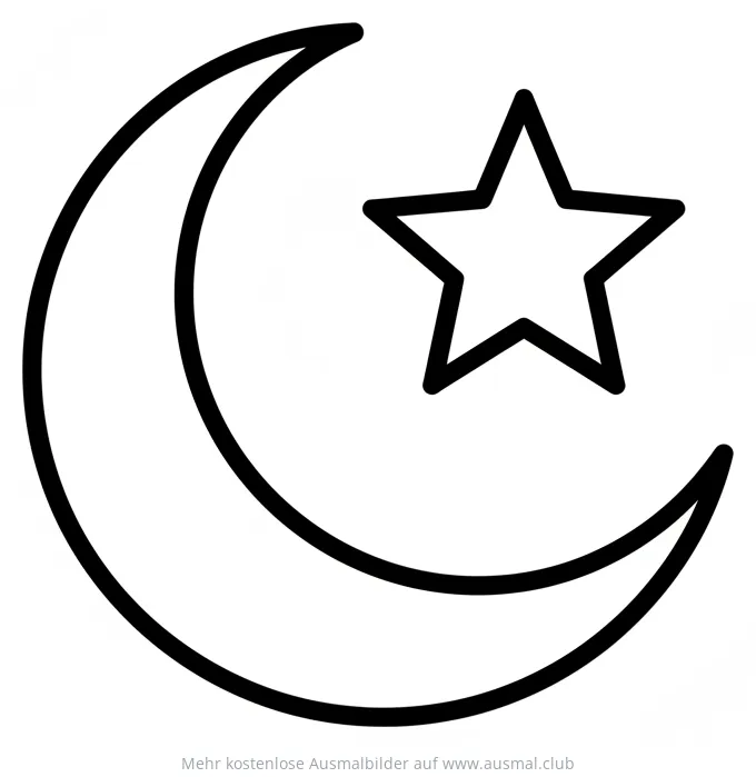 Mondsichel mit Stern Ausmalbild