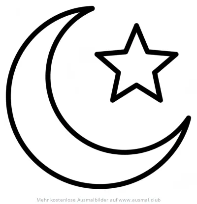 Mondsichel mit Stern Ausmalbild