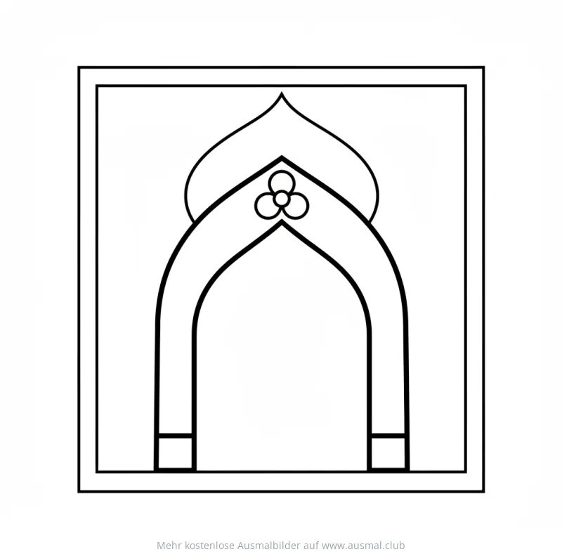 Moscheebogen Ausmalbild mit floralem Ornament