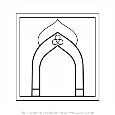 Moscheebogen Ausmalbild mit floralem Ornament