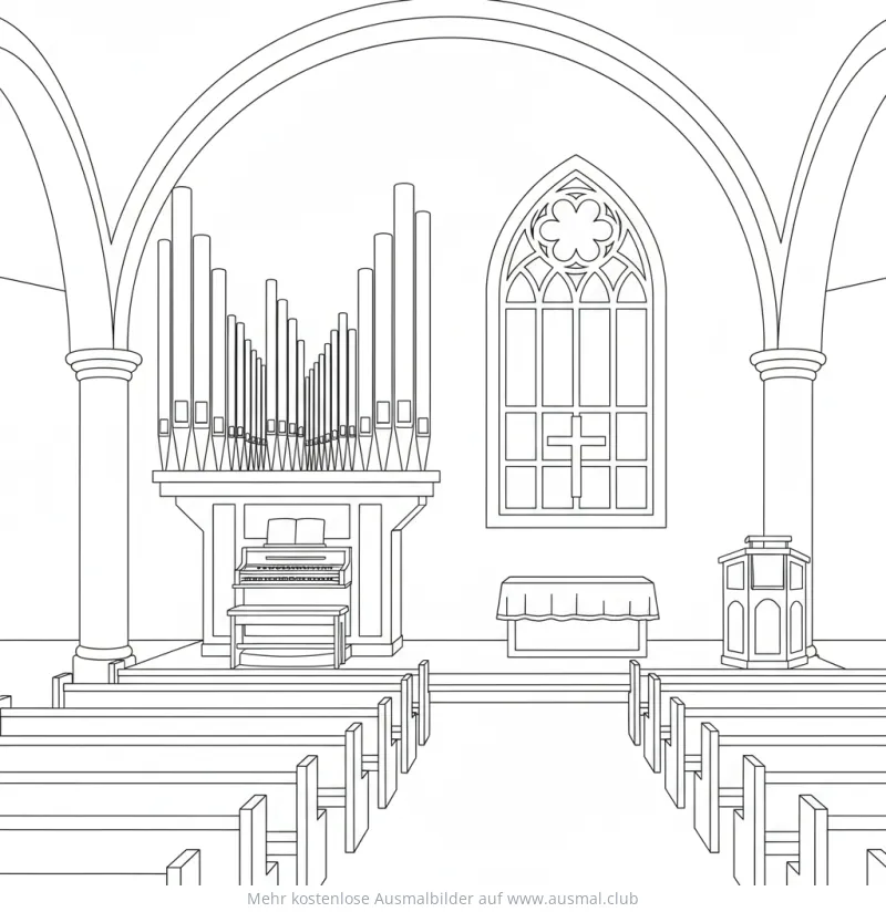 Kirchenorgel in Kirche Ausmalbild