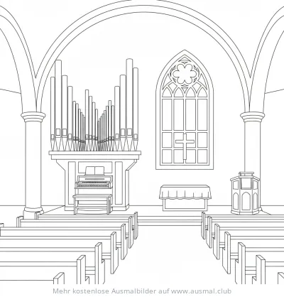 Kirchenorgel in Kirche Ausmalbild