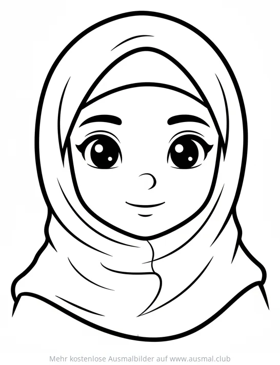 Mädchen mit Hijab Ausmalbild