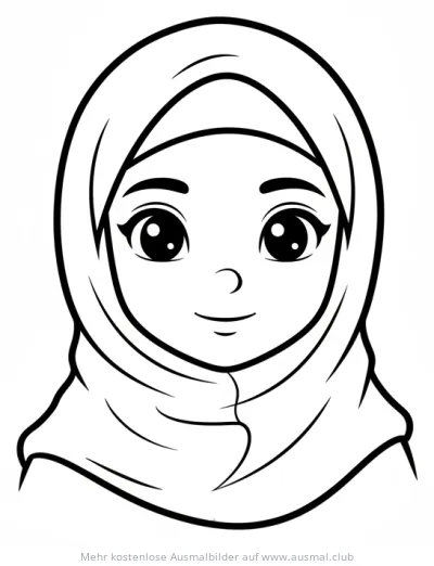 Mädchen mit Hijab Ausmalbild