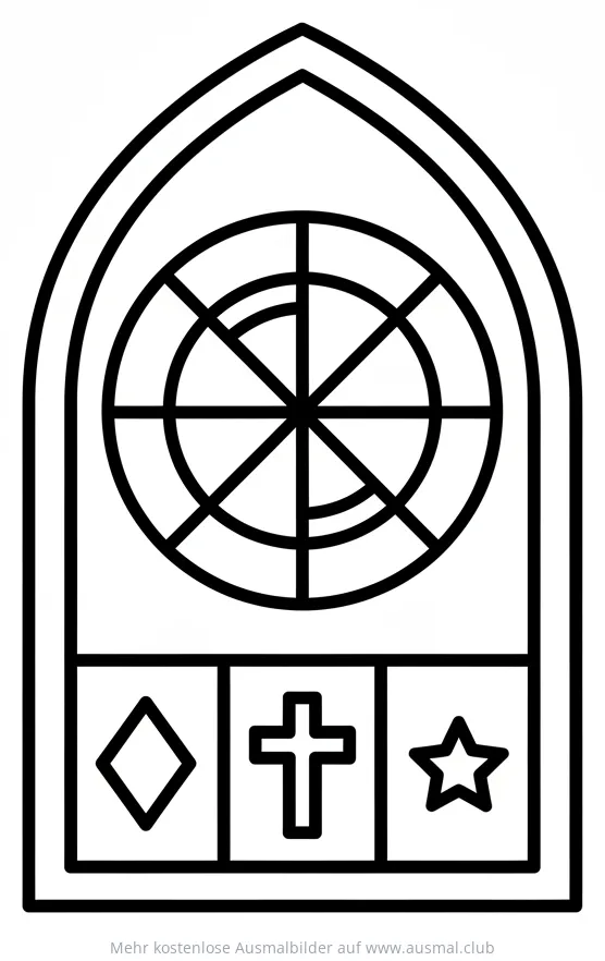 Kirchenfenster mit geometrischen Formen Ausmalbild