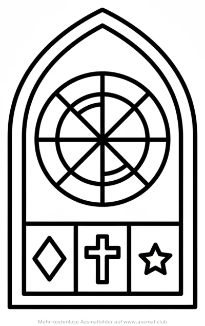 Kirchenfenster mit geometrischen Formen Ausmalbild