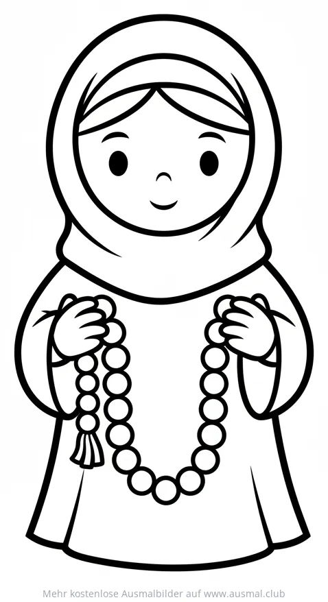 Muslima mit Gebetskette Ausmalbild