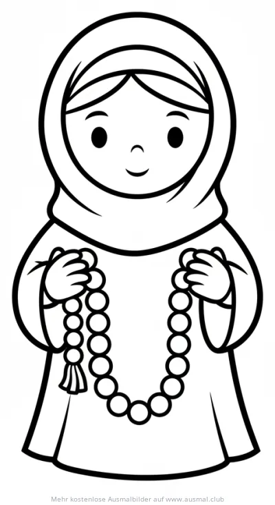 Muslima mit Gebetskette Ausmalbild