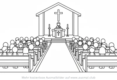 Gottesdienst in der Kirche Ausmalbild