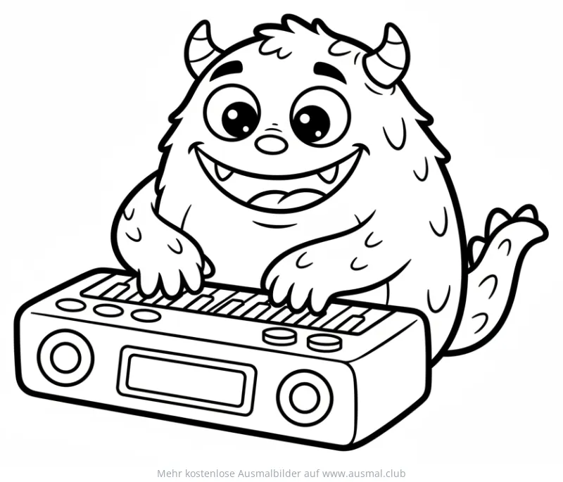 Monster spielt Klavier Ausmalbild