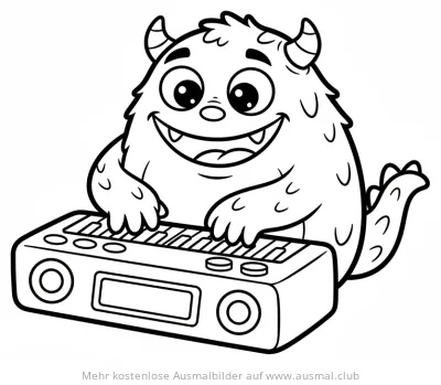 Monster spielt Klavier Ausmalbild