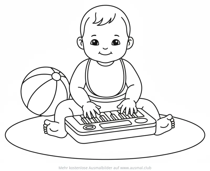 Baby spielt Klavier Ausmalbild