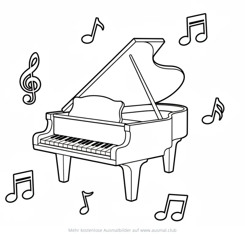 Flügel Ausmalbild mit Noten