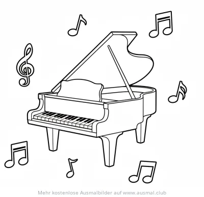 Flügel Ausmalbild mit Noten