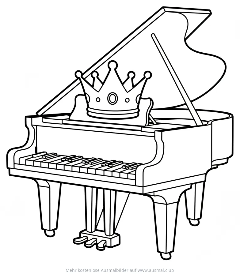 Klavier mit Krone Ausmalbild