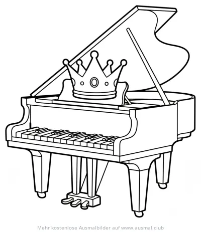 Klavier mit Krone Ausmalbild