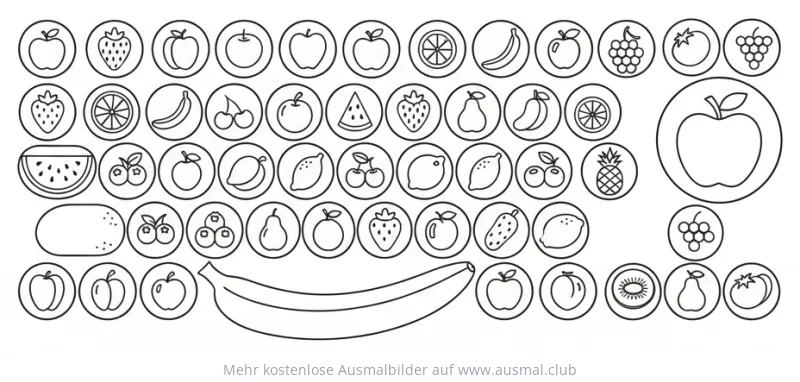Früchte Klavier Ausmalbild