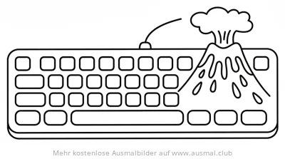 Keyboard mit Vulkan Ausbruch Ausmalbild