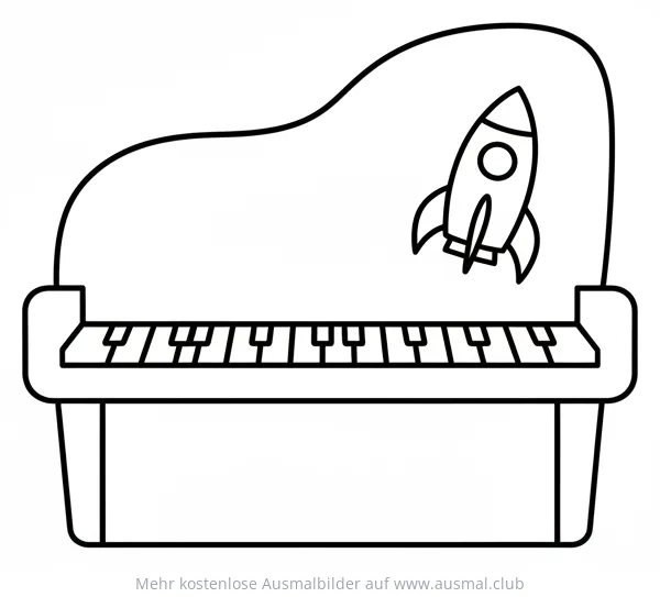 Klavier mit Rakete Ausmalbild