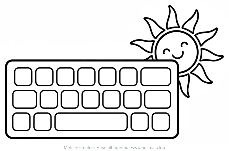 Keyboard mit lächelnder Sonne Ausmalbild