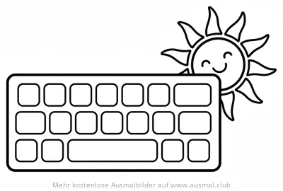 Keyboard mit lächelnder Sonne Ausmalbild