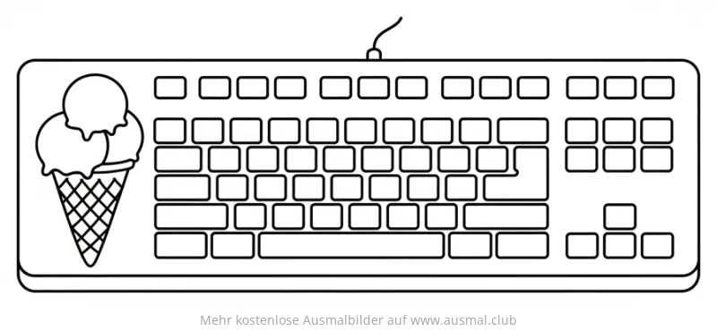 Keyboard mit Eis Ausmalbild