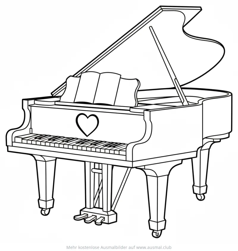 Flügel Ausmalbild mit Herz-Dekoration