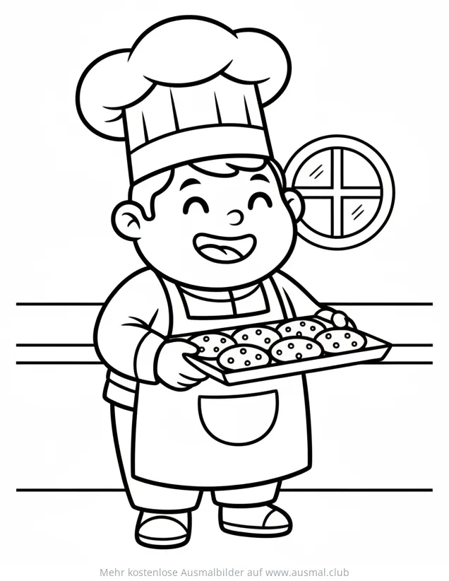 Bäckerin mit Blech voller Kekse Ausmalbild