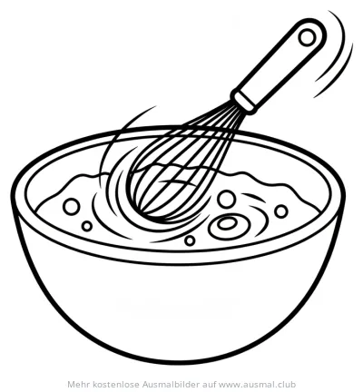 Schneebesen rührt in Schüssel Ausmalbild