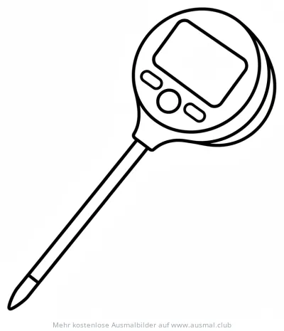 Thermometer Ausmalbild mit digitaler Anzeige