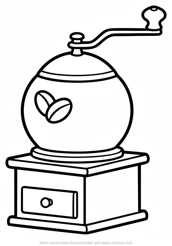 Kaffeemühle mit Handkurbel und Schubfach Ausmalbild
