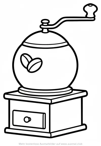 Kaffeemühle mit Handkurbel und Schubfach Ausmalbild