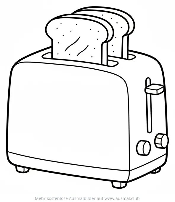 Toaster mit zwei Toastscheiben Ausmalbild