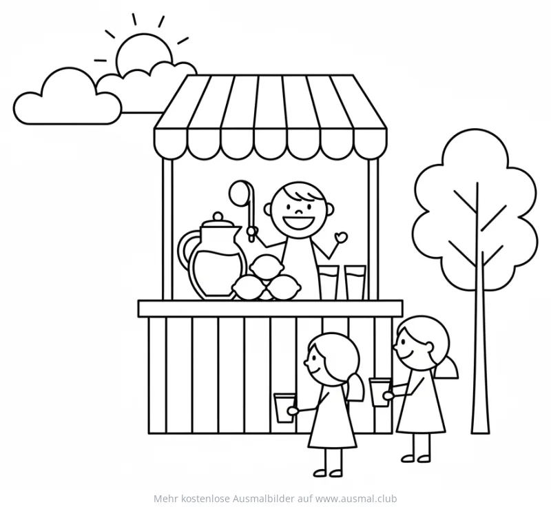Limonadenstand Ausmalbild mit Kindern
