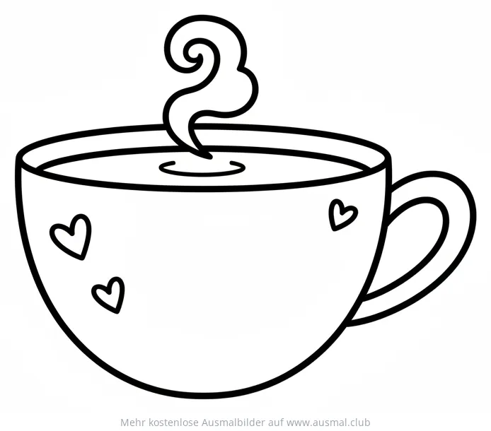 Kaffeetasse mit Herzen Ausmalbild