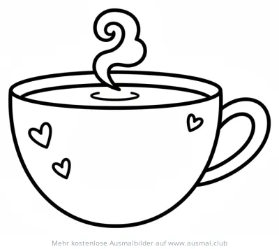 Kaffeetasse mit Herzen Ausmalbild