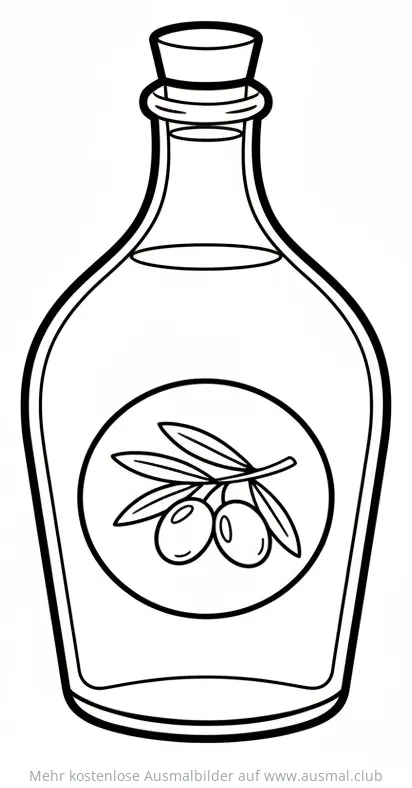 Ölflasche mit Olivenzweig Ausmalbild