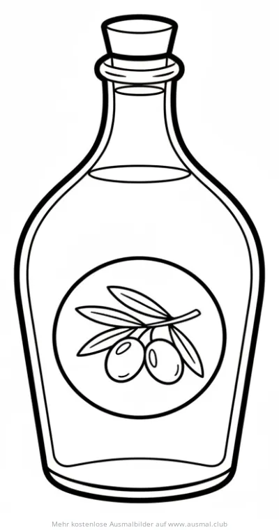 Ölflasche mit Olivenzweig Ausmalbild