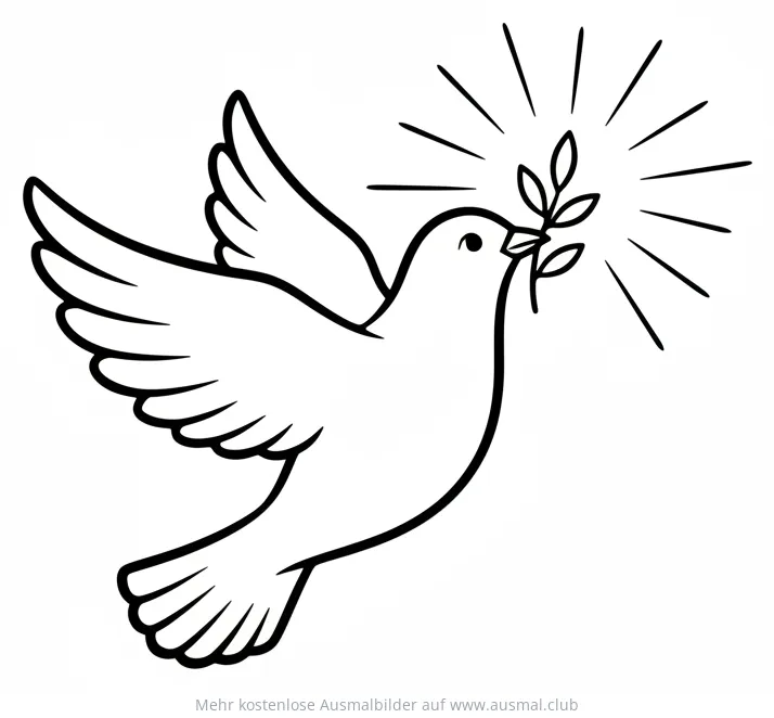 Taube mit Olivenzweig Ausmalbild zur Konfirmation