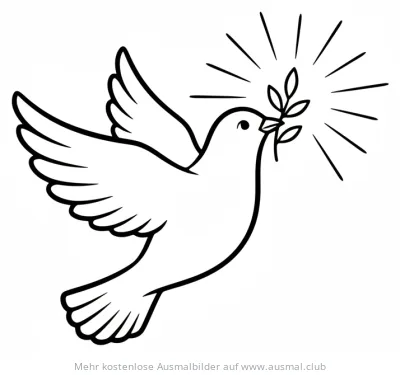 Taube mit Olivenzweig Ausmalbild zur Konfirmation