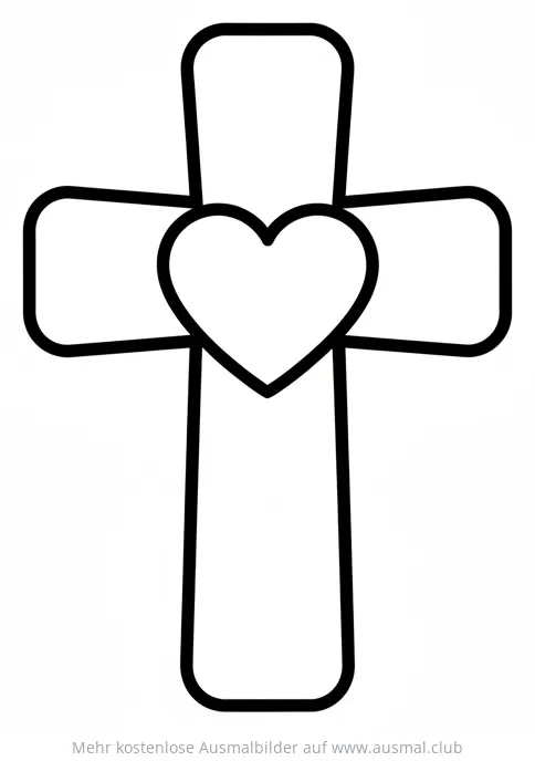 Kreuz mit Herz Ausmalbild