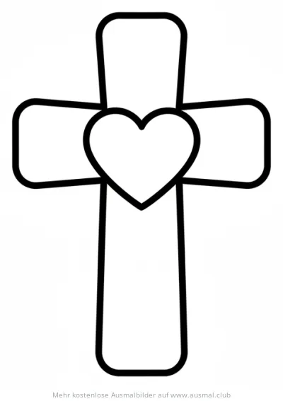Kreuz mit Herz Ausmalbild