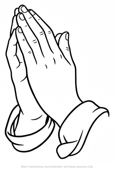 Betende Hände Ausmalbild für Konfirmation