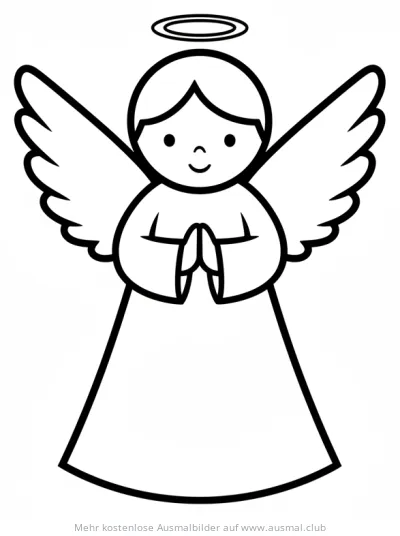Engel Ausmalbild mit Heiligenschein und Flügeln
