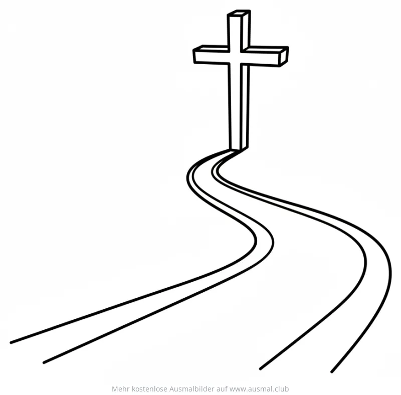Weg zum Kreuz Ausmalbild für die Konfirmation