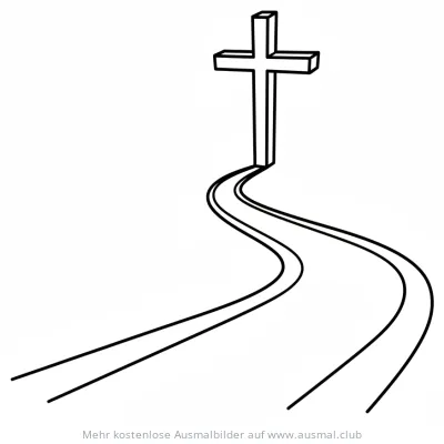 Weg zum Kreuz Ausmalbild für die Konfirmation