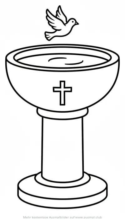 Taufbecken mit Taube Ausmalbild