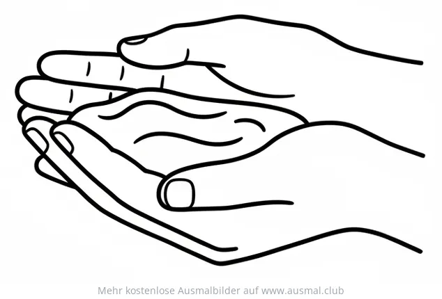 Hände halten Wasser Ausmalbild