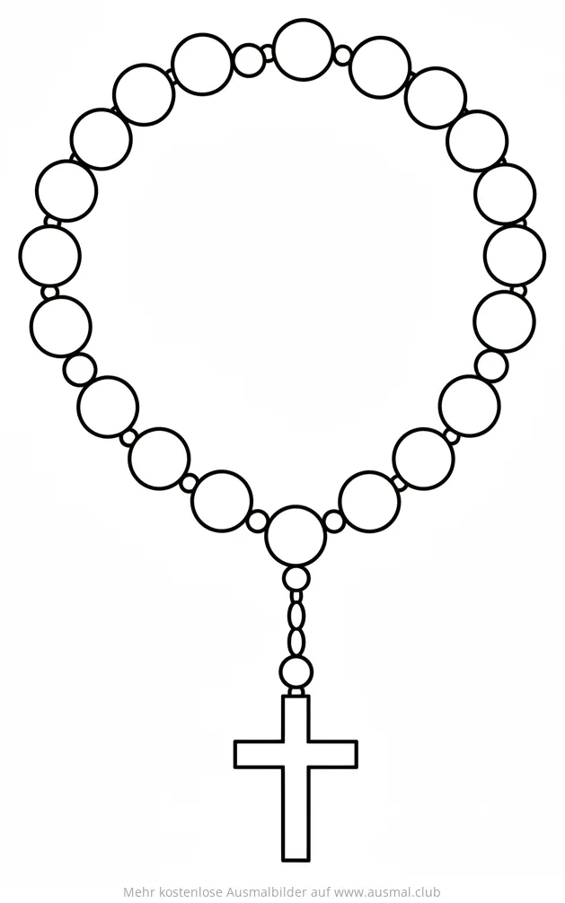 Rosenkranz mit Kreuz Ausmalbild